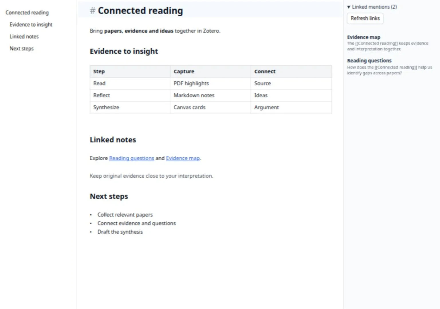 Markdown 编辑器:表格、笔记链接、目录与引用侧栏